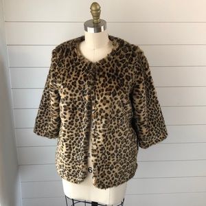 H&M faux fur leopard jacket